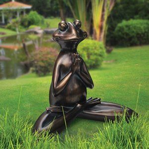 FROG STATUE GARDEN SCULPTURE DECOR MEDITATION
